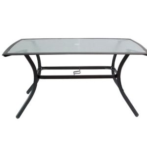 ASTOR Τραπέζι Dining Μεταλλικό Ανθρακί/Γυαλί
