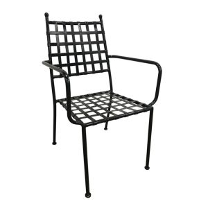 PATON Πολυθρόνα Κήπου Βεράντας, Μέταλλο Βαφή Μαύρο Mesh – Στοιβαζόμενη