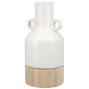 Βάζο ArteLibre Λευκό/Φυσικό Πορσελάνη/Ξύλο 8×8.5×16.5cm