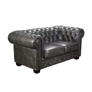 CHESTERFIELD Birmingham Kαναπές 2Θέσιος Σαλονιού Καθιστικού, Δέρμα Antique Grey