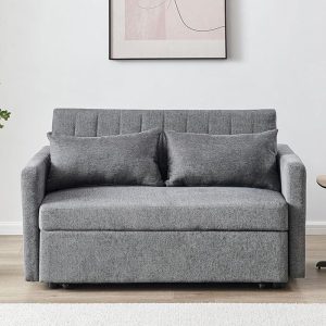 TEMPO-W Καναπές – Κρεβάτι, Με ανάκλιση πλάτης, Ύφασμα Γκρι