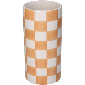 Βάζο ArteLibre Σκακιέρα Πορτοκαλί Δολομίτης 10.2×10.2×20.3cm
