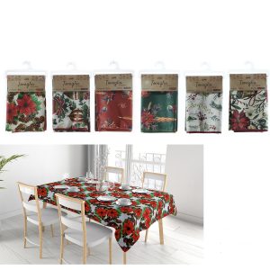 Χριστουγεννιάτικο Τραπεζομάντηλο Αδιάβροχο 140x240cm Σε 6 Σχέδια