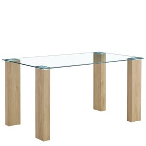 Τραπέζι Τραπεζαρίας ArteLibre ASHMOOR Φυσικό Γυαλί/Ξύλο 140x80x75cm