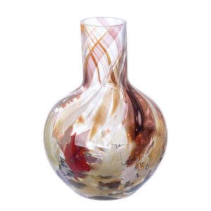 Γυάλινο Βάζο Σφαιρικό ‘Roslin’ Καφέ/Κόκκινο 21x16cm