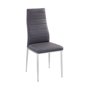 JETTA Καρέκλα Τραπεζαρίας – Κουζίνας, Μέταλλο Χρώμιο, Pvc Γκρι