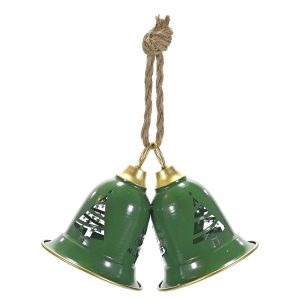 Χριστουγεννιάτικο Κρεμαστό Διακοσμητικό 2 Καμπάνες Πράσινο 19cm