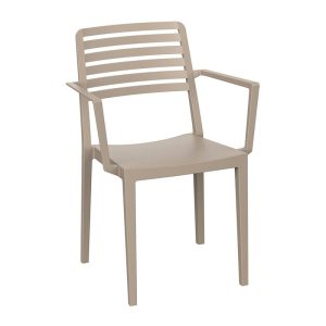 NOLA Πολυθρόνα Τραπεζαρίας Κήπου Στοιβαζόμενη, PP – UV Protection, Απόχρωση Tortora