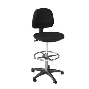 BF501 Σκαμπό Reception – Ταμείου με Πλάτη, Ύφασμα Μαύρο