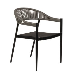 Πολυθρόνα Κήπου ArteLibre LIVINGSTONE Μαύρο/Γκρι Αλουμίνιο/Rattan 56x55x76cm