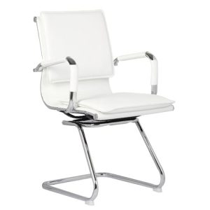 BF3600V Πολυθρόνα Γραφείου Επισκέπτη, Μέταλλο Βάση Χρώμιο – PU Άσπρο