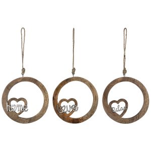 Διακοσμητικό Κρεμαστό ArteLibre Κύκλος ‘Home’ Με Καρδιά Φυσικό Ξύλο 22cm Σε 3 Σχέδια