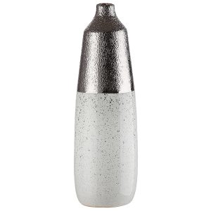 Βάζο ArteLibre Ασημί/Λευκό Κεραμικό 12.5×12.5×37.5cm