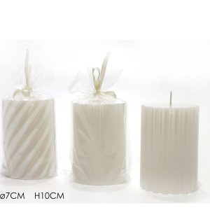 Χριστουγεννιάτικο Κερί Κυλινδρικό Λευκό Φ7x10cm