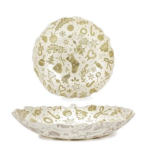 Χριστουγεννιάτικο Κεντρικό Διακοσμητικό Λευκό/Χρυσό 40cm