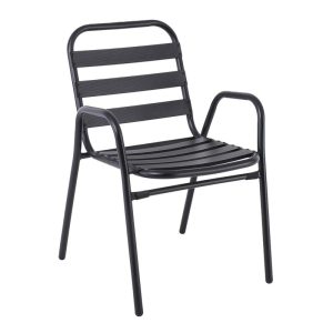 FANTIC Πολυθρόνα Μέταλλο – Αλουμίνιο Βαφή Ανθρακί, Στοιβαζόμενη
