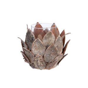 Φανάρι Καταιγίδας Tenon “Cone” Ξύλο Ecru PU 4 H. 15 cm D. 18 cm