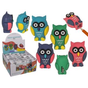 Ξύστρα Μολυβιού Κουκουβάγια Πλαστικό 3.5×2.5cm Σε 4 Χρώματα