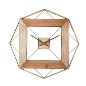 Ρολόι Τοίχου ArteLibre Χρυσό/Φυσικό Μέταλλο/MDF 51x51x4.5cm