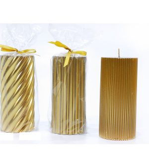 Χριστουγεννιάτικο Κερί Κυλινδρικό Χρυσό Φ7x15cm