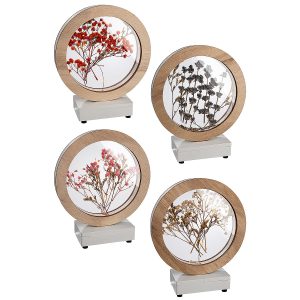 Διακοσμητικό ArteLibre Κύκλος Με Αποξηραμένα Άνθη Φωτιζόμενο LED Φυσικό MDF/Ξύλο 5.5×14.5x17cm Σε 4 Σχέδια