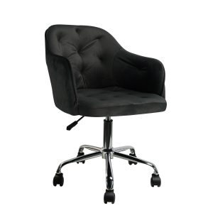 Πολυθρόνα Γραφείου ArteLibre OXLEY Μαύρο Βελούδο 53.5×56.5×75-85cm