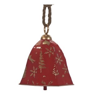 Χριστουγεννιάτικο Κρεμαστό Διακοσμητικό Καμπάνα Με Γιούτα Κόκκινο/Χρυσό