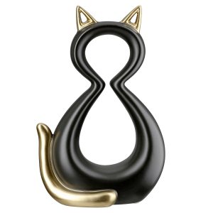 Φιγούρα Γάτα ‘Catty’ Κεραμικό Μαύρο/Χρυσό 6x11x17cm