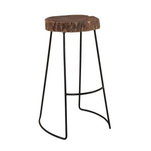 ATRIUM Σκαμπό BAR, Μέταλλο Βαφή Μαύρο, Ξύλο Ακακία Φυσικό