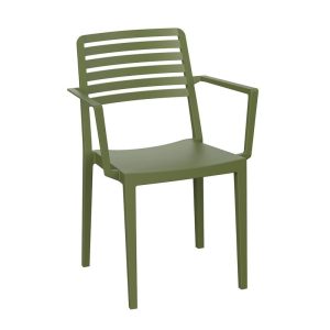 NOLA Πολυθρόνα Τραπεζαρίας Κήπου Στοιβαζόμενη, PP – UV Protection, Απόχρωση Λαδί