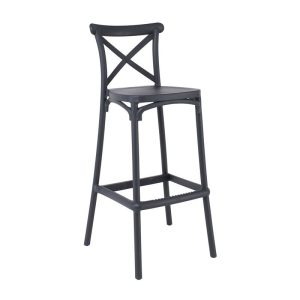 DESTINY Σκαμπό BAR με Πλάτη, PP Ανθρακί