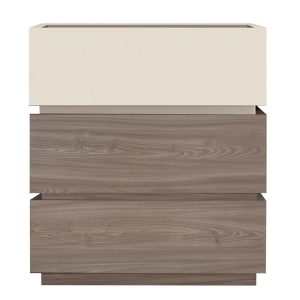 VANITY Κομοδίνο 3 Συρτάρια Αποχρώσεων Sonoma Oak & Cream, με Αποσπώμενα χρωματικά Μέρη