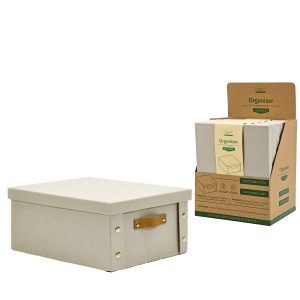 Κουτί Αποθήκευσης Μπεζ Πολυεστέρας 31x26x14cm