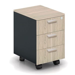 PROGRESS Συρταριέρα Τροχήλατη Γραφείου, 3 Συρτάρια, Απόχρωση Elm – Sky Grey