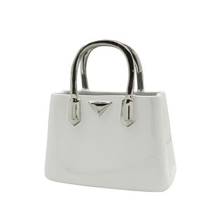 Βάζο Handbag “Milan” Κεραμικό Λευκό PU 24.5×11.5×25.5cm