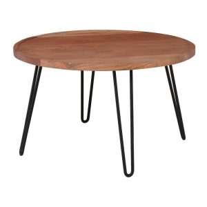 MATRI-W Τραπεζάκι Σαλονιού Καθιστικού, Μέταλλο Βαφή Μαύρο, Ξύλο Ακακία Φυσικό