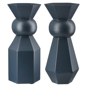 Βάζο “Metallo” Μέταλλο Dark Μπλε PU 2 Pcs. Assorted 10x10x24cm