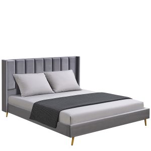 Κρεβάτι Υπέρδιπλο ArteLibre SEDONA Γκρι Ύφασμα Για Στρώμα 160x200cm