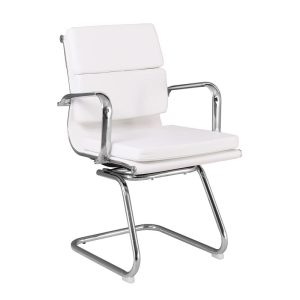 BF4800V Πολυθρόνα Γραφείου Επισκέπτη, Μέταλλο Χρώμιο, PU  Άσπρο
