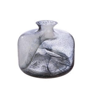 Βάζο Κολάρο ‘Fumo’ Γυαλί Μαύρο/Λευκό 18.5x22cm