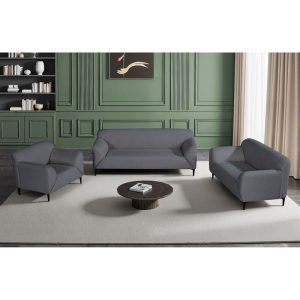 VICTORIA Set Σαλόνι-Καθιστικό Πολυθρόνα-2Θέσιος-3Θέσιος, Ύφασμα Σκούρο Γκρι