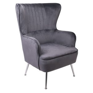 CROMA Πολυθρόνα – Μπερζέρα Σαλονιού – Καθιστικού, Ύφασμα Γκρι Velure
