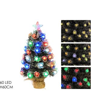 Χριστουγεννιάτικο Δέντρο Οπτικών Ινών Χιονισμένο Με 60 LED 60cm