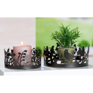 Βάση Γλάστρας ArteLibre Με Διακόσμηση Μαύρο/Φυσικό Μέταλλο/Ξύλο Φ20×9.5cm