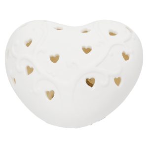 Διακοσμητικό Αντικείμενο (Led) Καρδιά Πορσελάνη Λευκό 10X9X5Cm 10X9X5Cm