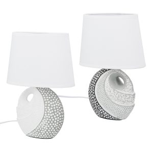 Επιτραπέζιο φωτιστικό Στρογγυλό Κεραμικό Γκρι Λευκό 2 Ποικιλία 20X12X29Cm 20X12X29Cm
