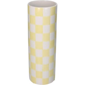 Βάζο ArteLibre Σκακιέρα Κίτρινο Δολομίτης 10.7×10.7×30.7cm