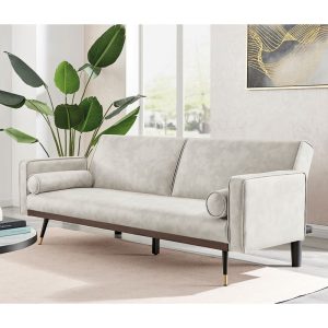 CLICK Καναπές – Κρεβάτι Σαλονιού – Καθιστικού, Ύφασμα Suede Εκρού