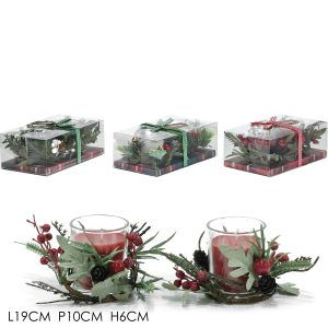 Χριστουγεννιάτικο Σετ Κεριά 6.5cm 2Τμχ Σε 3 Σχέδια