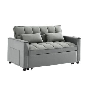 TEMPO Καναπές – Κρεβάτι, Με ανάκλιση πλάτης, Ύφασμα Velure Γκρι